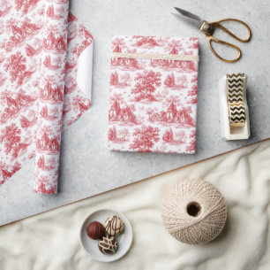 Vintage Scarlet Château Wedding Wrapping Paper