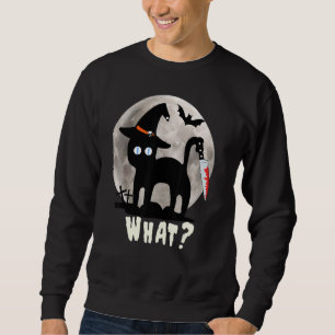 Vintage Scary Black Cat Halloween Costume Witch Ha Sweatshirt