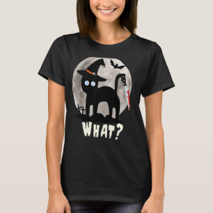 Vintage Scary Black Cat Halloween Costume Witch Ha T-Shirt