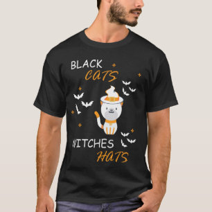 Vintage Scary Black Cats Witches Hats Funny Hallow T-Shirt