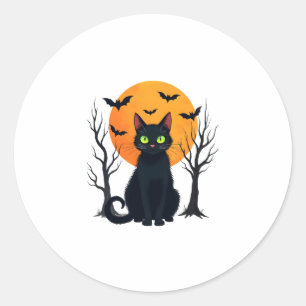 Vintage Scary Christmas Cat Costume Retro Cat Moon Classic Round Sticker