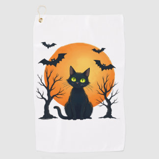 Vintage Scary Christmas Cat Costume Retro Cat Moon Golf Towel