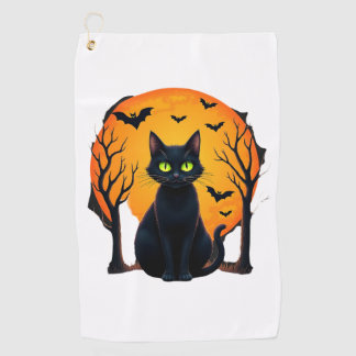 Vintage Scary Christmas Cat Costume Retro Cat Moon Golf Towel