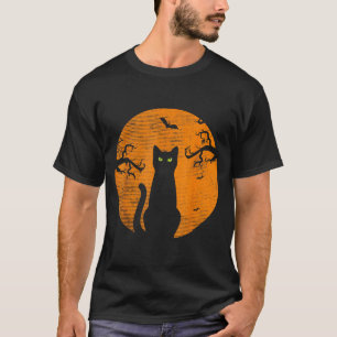 Vintage Scary Christmas Cat Costume Retro Cat Moon T-Shirt