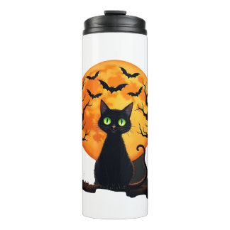 Vintage Scary Christmas Cat Costume Retro Cat Moon Thermal Tumbler