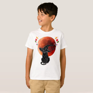 Vintage Scary Halloween 2025 Black Cat Full Moon  T-Shirt