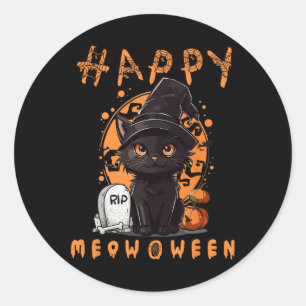 Vintage Scary Halloween Black Cat Costume Classic Round Sticker