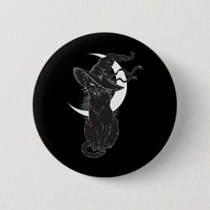 Vintage Scary Halloween Black Cat Costume Witch Ha 2 Inch Round Button