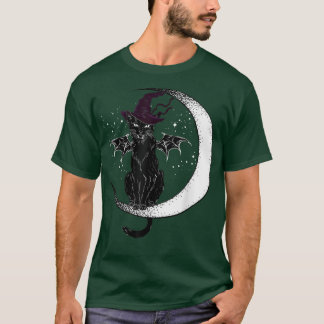 Vintage Scary Halloween Black Cat Costume Witch Ha T-Shirt