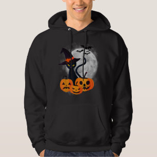 Vintage Scary Halloween Costume Black Cat Witch Ha Hoodie