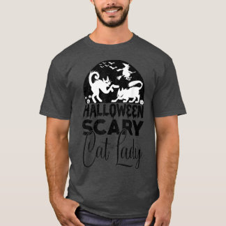 Vintage Scary Halloween Costume Scary Cat Lady Wit T-Shirt