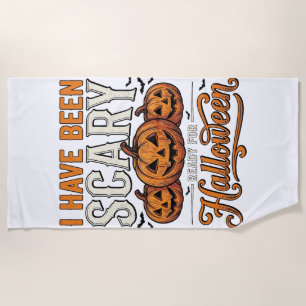 Vintage Scary Halloween Pumpkin Shirt Design_1 Beach Towel