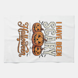 Vintage Scary Halloween Pumpkin Shirt Design_1 Kitchen Towel