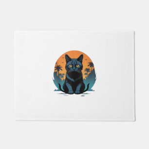 Vintage Scary Halloween Retro Black Cat Costume fo Doormat