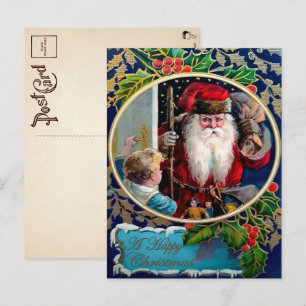 Vintage Scary Looking Santa Christmas Postcard