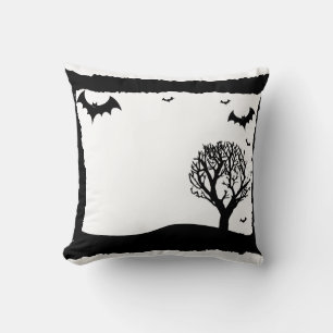 Vintage Scary & spooky Bats Happy Halloween Throw Pillow
