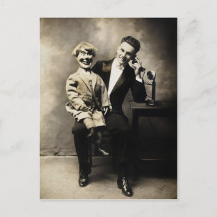 Vintage Scary Ventriloquist Dummy Postcard
