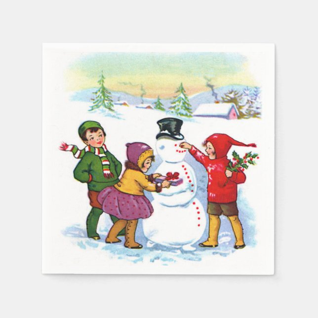 Vintage scene Christmas Holiday paper napkins (Front)