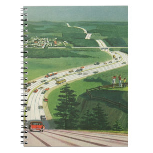 Vintage Scenic American Highways, Cars Road Trip Notebook