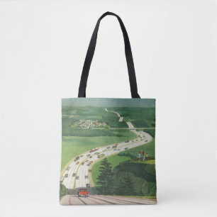 Vintage Scenic American Highways, Cars Road Trip Tote Bag