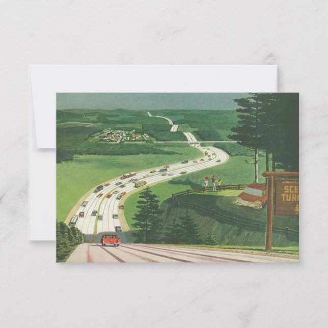 Vintage Scenic American Highways Change of Address Invitation (Front)