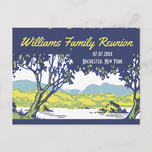 Vintage Scenic Family Tree Reunion Announcement Postcard (Front)