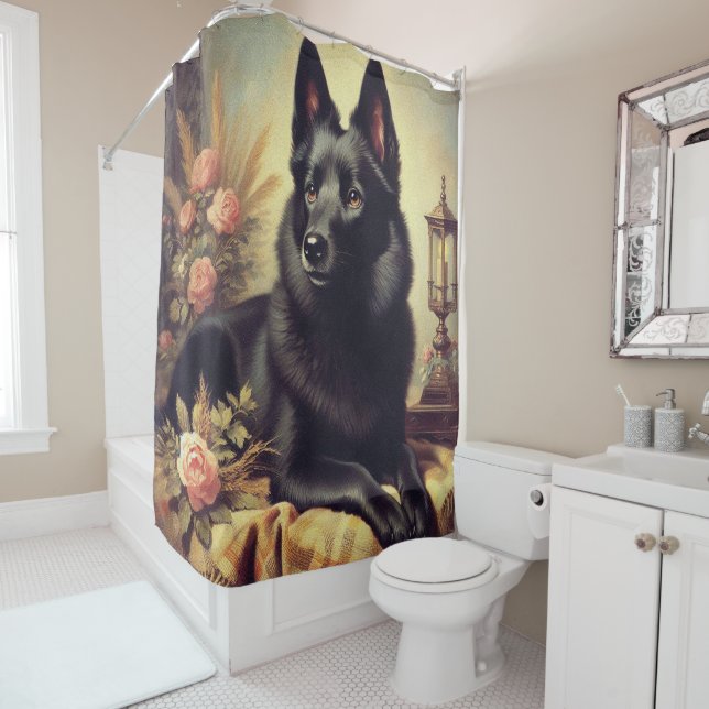 Vintage Schipperke Dog Painting (In Situ)