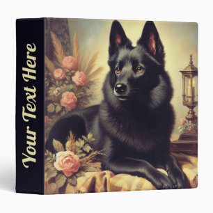 Vintage Schipperke Dog Painting Binder