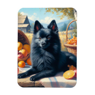 Vintage Schipperke Puppy Painting Magnet