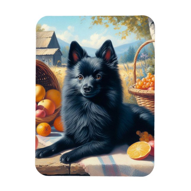 Vintage Schipperke Puppy Painting Magnet (Vertical)