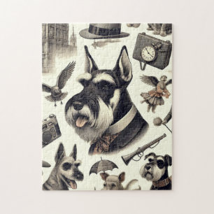 Vintage Schnauzer Illustration Jigsaw Puzzle