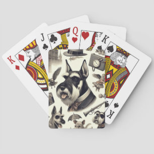 Vintage Schnauzer Illustration Playing Cards