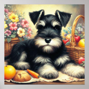 Vintage Schnauzer Painting Poster
