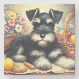 Vintage Schnauzer Painting Stone Coaster