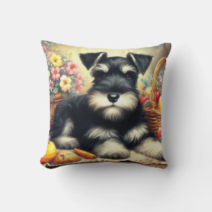 Vintage Schnauzer Painting Throw Pillow
