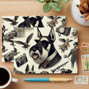 Vintage Schnauzer Seamless Envelope