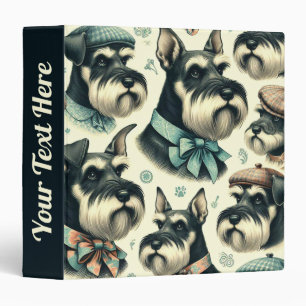 Vintage Schnauzer Seamless Illustration Binder