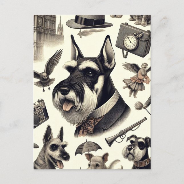 Vintage Schnauzer  Seamless Postcard (Front)