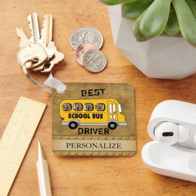 Vintage School Best Bus Driver  Keychain (Desk)
