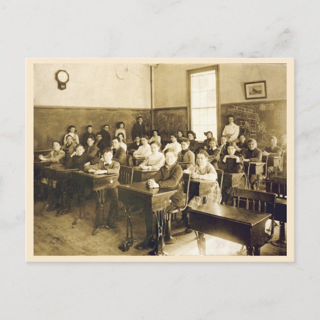 Vintage School Classroom with students at desks Postcard (Front)
