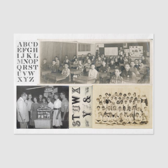 Vintage School Days Photograph Decoupage Collage Tissue Paper (Front)