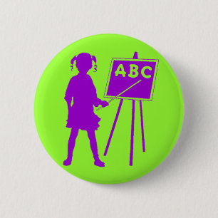 Vintage School Girl 2 Inch Round Button