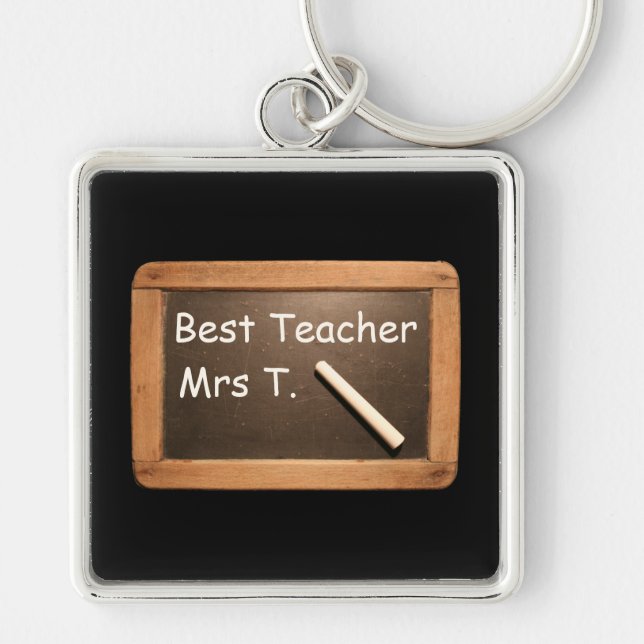 Vintage School Slate - Best Teacher Personalized Keychain (Front)