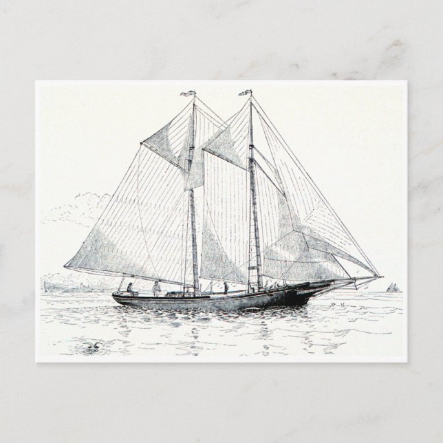 Vintage Schooner Sailboat Postcard (Front)