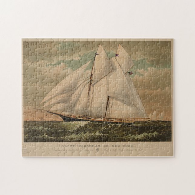 Vintage Schooner Yacht Illustration (1882) Jigsaw Puzzle (Horizontal)