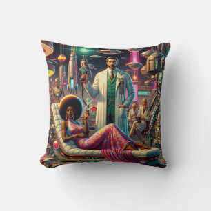 Vintage Sci-Fi Aliens Throw Pillow