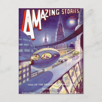 Vintage Sci Fi art Space travel Postcard