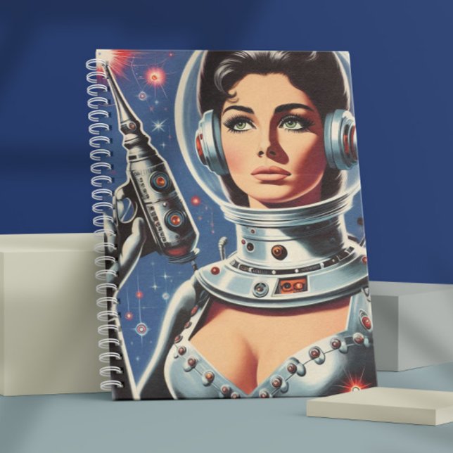Vintage Sci-fi Astronaut Girl Notebook (Creator Uploaded)