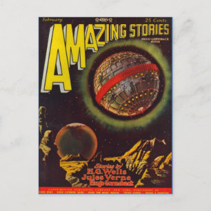 Vintage Sci Fi book cover art Flying Machines Postcard