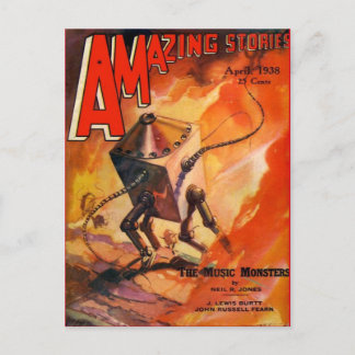 Vintage Sci Fi book cover art Robots 1938 Postcard